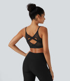 Airy Low Support Contrast Mesh InstantCool Yoga Sports Bra-A-D Cups — Black — view 8