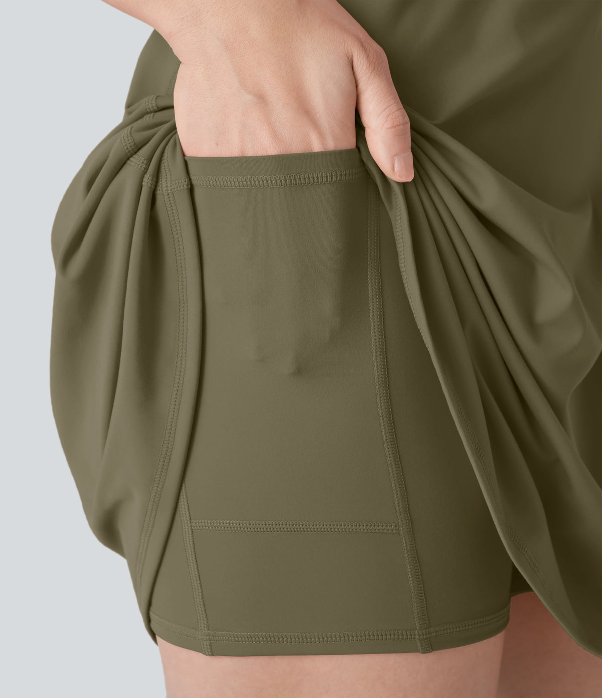 Plush Backless Active Dress-Longer Length-Edition — Grass Grey Green — view 6