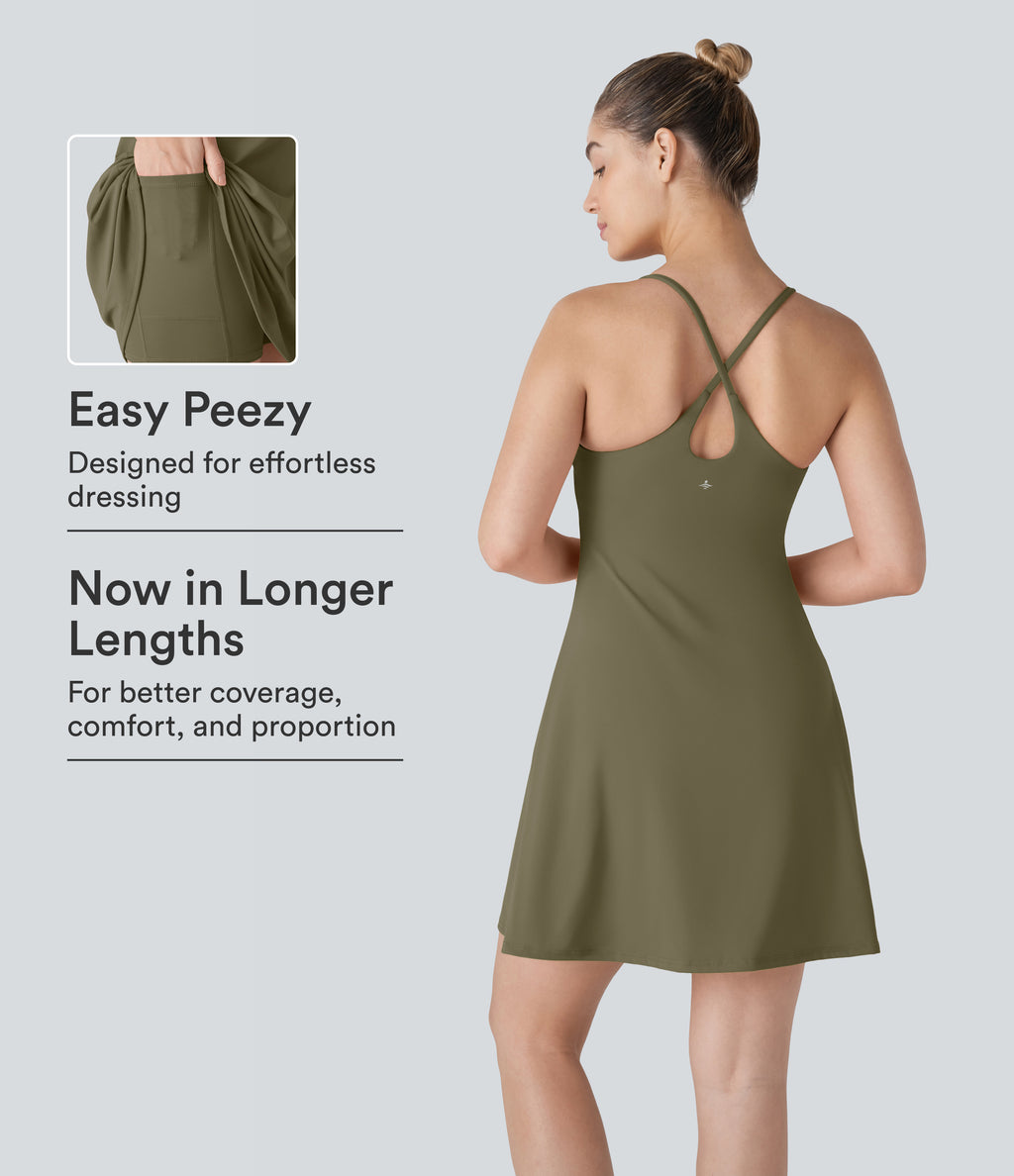 Plush Backless Active Dress-Longer Length-Edition — Grass Grey Green — view 1