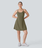 Plush Backless Active Dress-Longer Length-Edition — Grass Grey Green — view 8