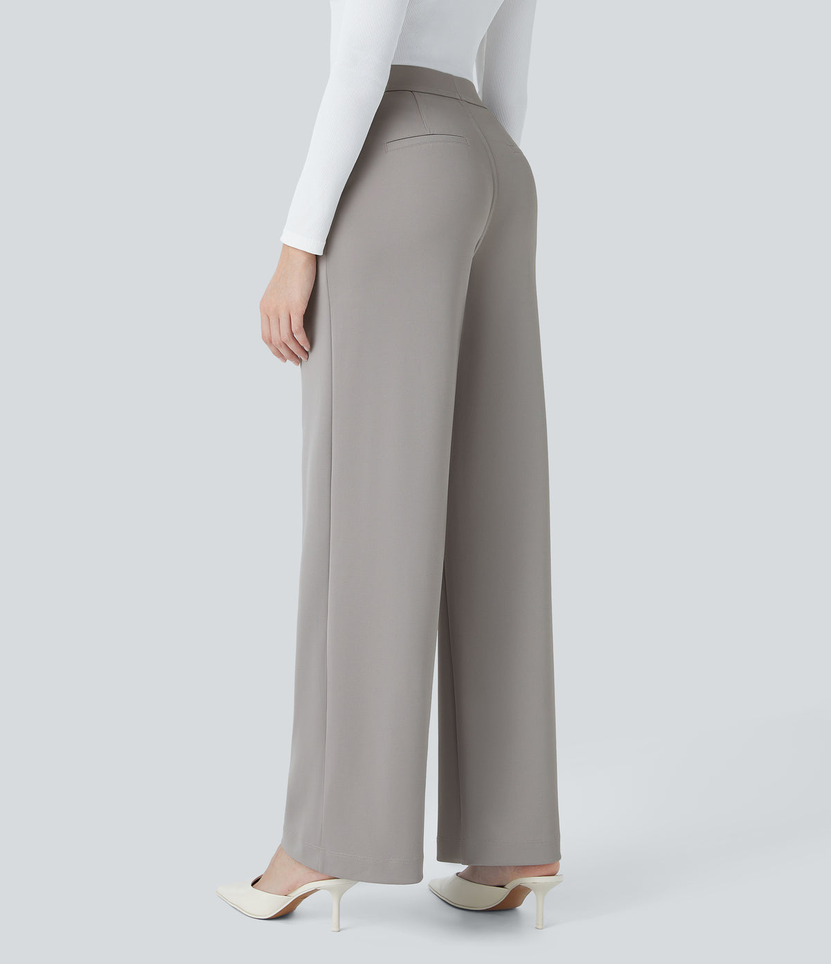 High Waisted Pocket Straight Leg Crepe Work Trousers — Paloma — view 1
