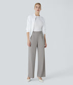 High Waisted Pocket Straight Leg Crepe Work Trousers — Paloma — view 6