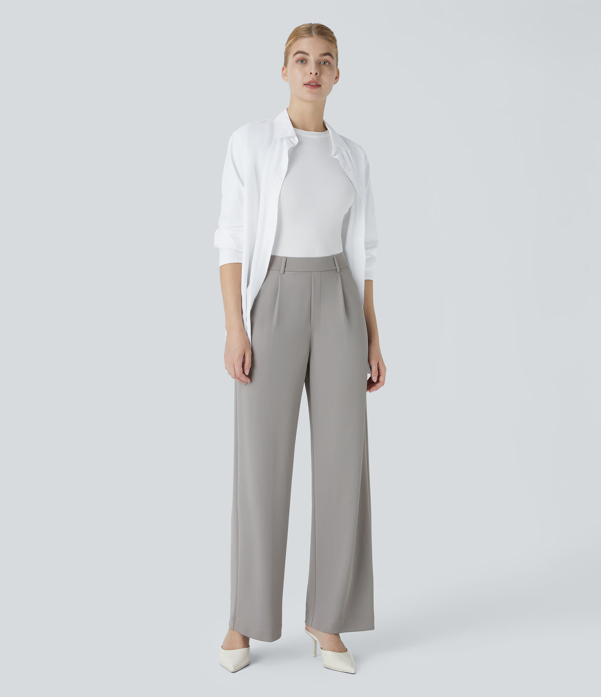 High Waisted Pocket Straight Leg Crepe Work Trousers — Paloma — view 6