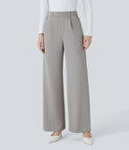 High Waisted Pocket Straight Leg Crepe Work Trousers — Paloma — view 2