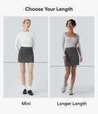 High Waisted 2-in-1 Houndstooth Plaid Mini Work Skirt — Dark Gray Plaid — view 2