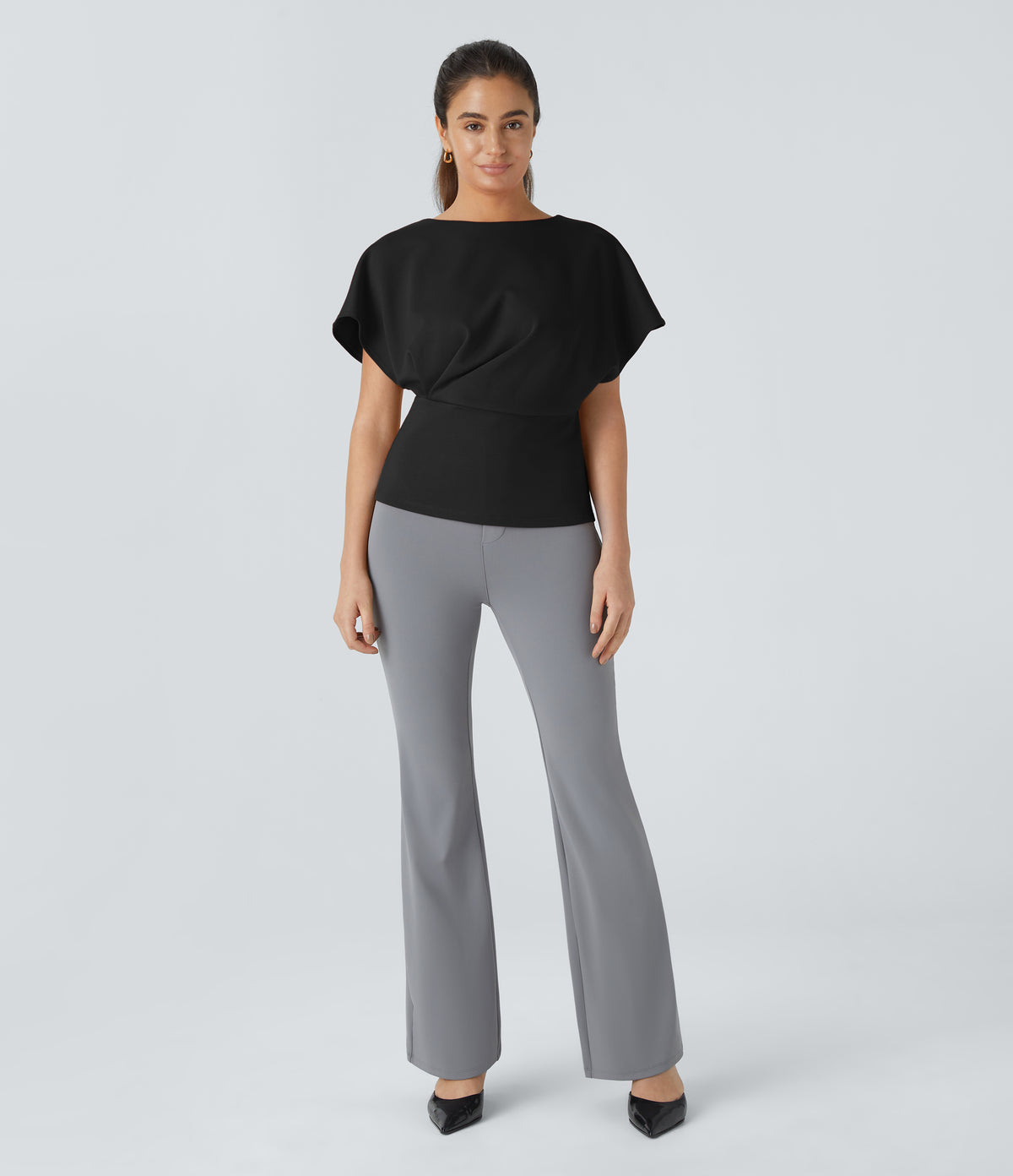 Short Sleeve Work Top — Black — view 5