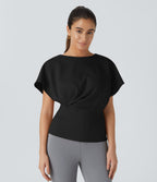 Short Sleeve Work Top — Black — view 1
