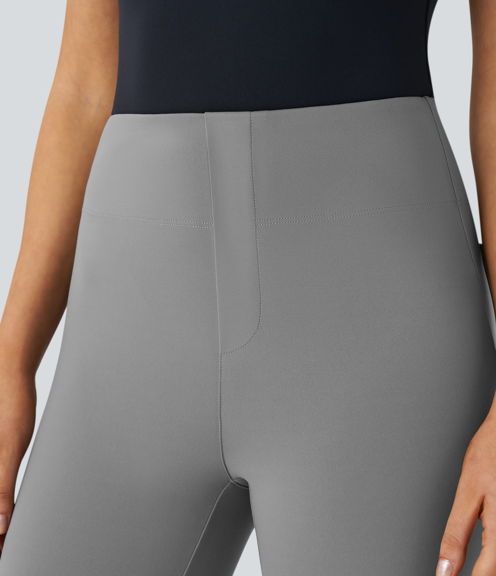 High Waisted Pocket Tapered Work Trousers — Putty Gray — view 4