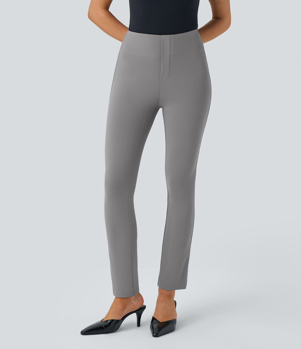 High Waisted Pocket Tapered Work Trousers — Putty Gray — view 3