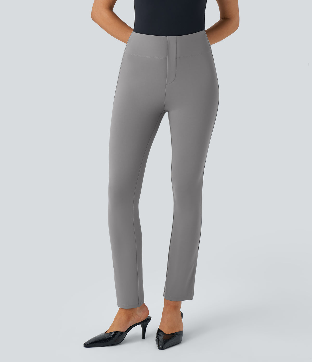 High Waisted Pocket Tapered Work Trousers — Putty Gray — view 3