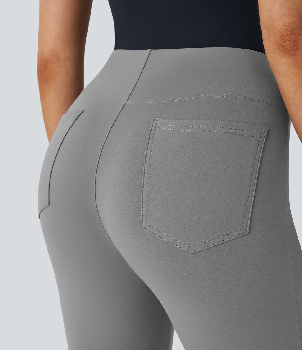 High Waisted Pocket Tapered Work Trousers — Putty Gray — view 5