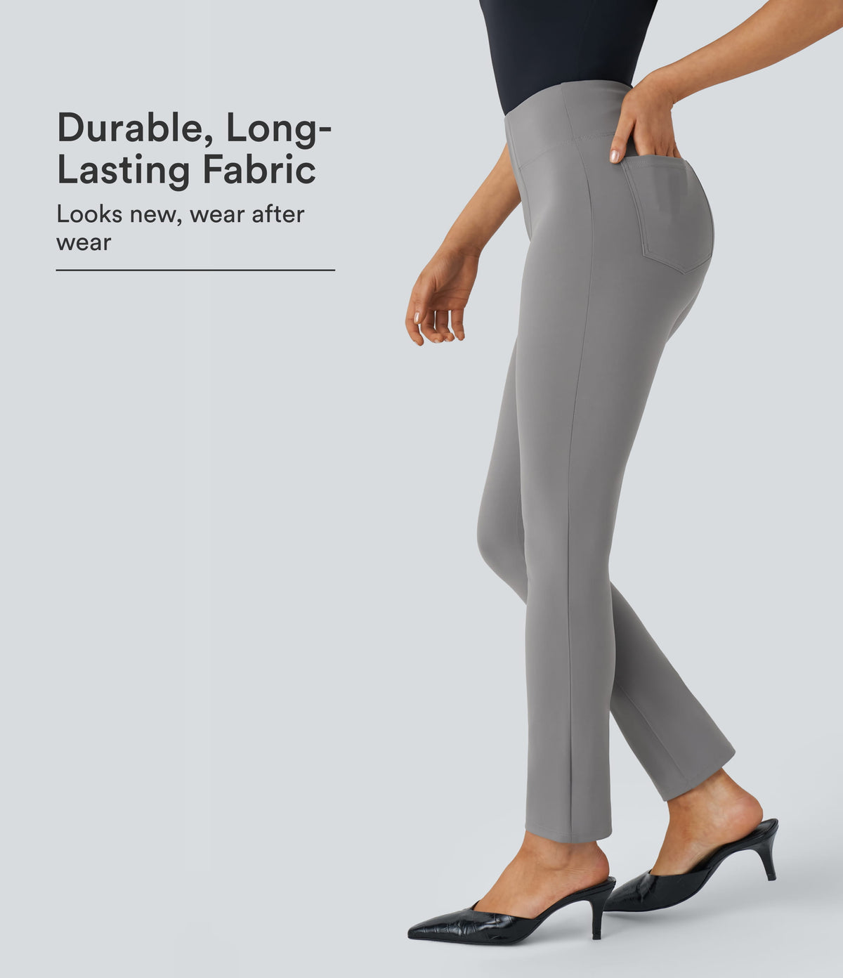 High Waisted Pocket Tapered Work Trousers — Putty Gray — view 1