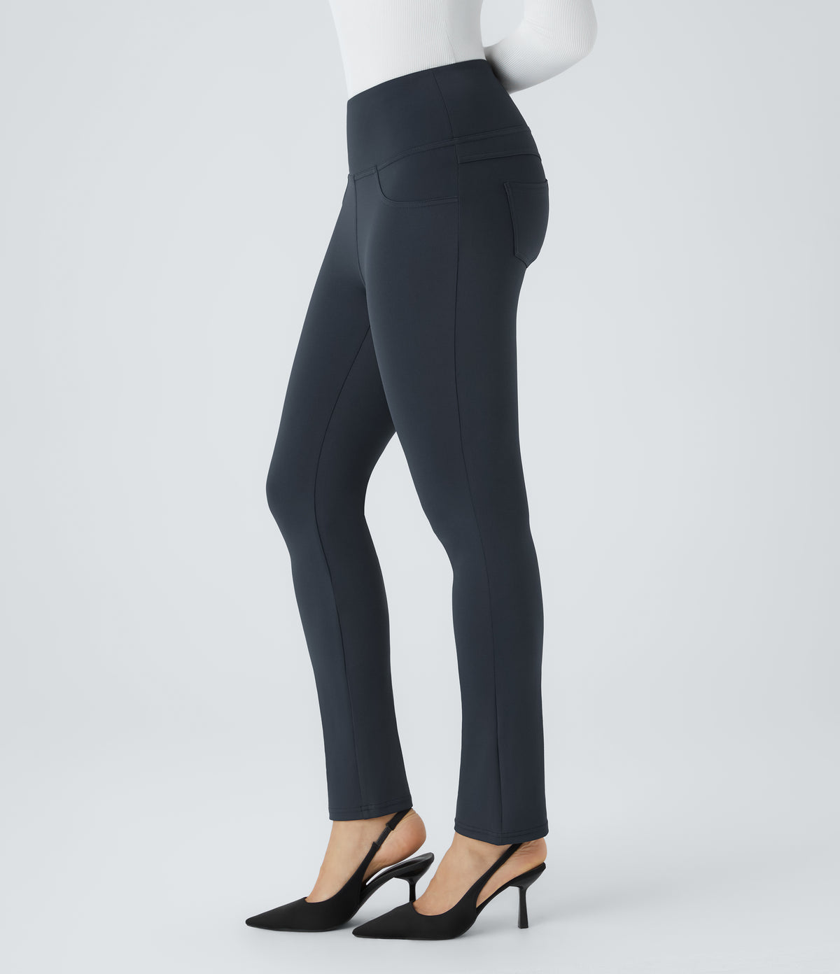 High Waisted Pocket Tapered Work Trousers — Midnight Blue — view 1