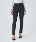 High Waisted Pocket Tapered Work Trousers — Midnight Blue — view 3
