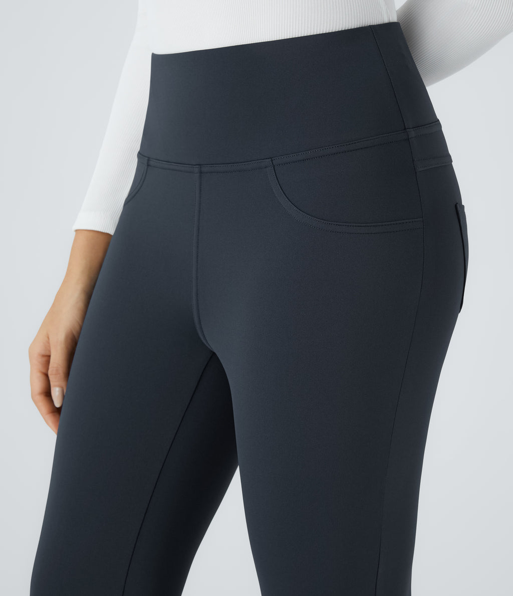 High Waisted Pocket Tapered Work Trousers — Midnight Blue — view 4