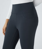 High Waisted Pocket Tapered Work Trousers — Midnight Blue — view 4