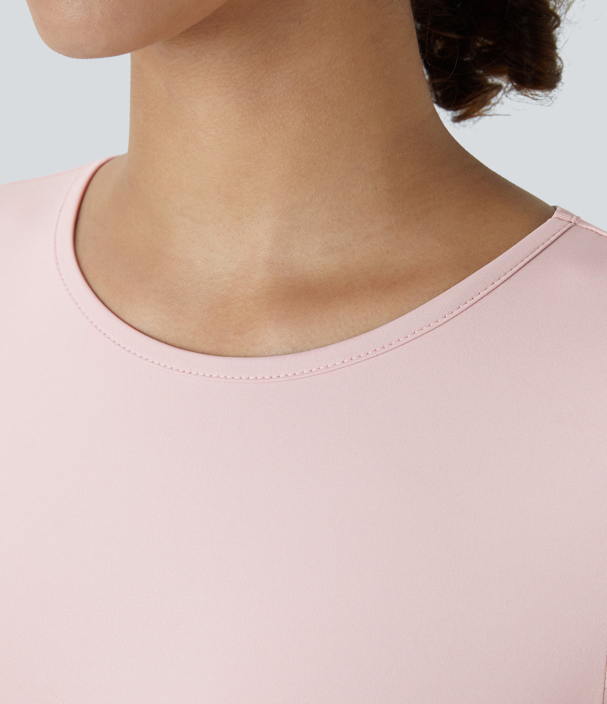 Round Neck Long Sleeve Button Casual Bodysuit — Pale Lilac — view 5