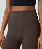High Waisted Scrunch Butt Lifting Tummy Control Pocket Shaping Training Leggings — Hot Fudge — view 6