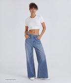 Low Rise Zipper Pockets Washed Baggy Wide Leg Casual Jeans — Blue Spruce Denim — view 2