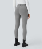 High Waisted Pockets Skinny Cargo Work Trousers — Silent Storm — view 2