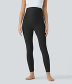 Super High Waisted Maternity Yoga 7/8 Leggings — Black — view 3