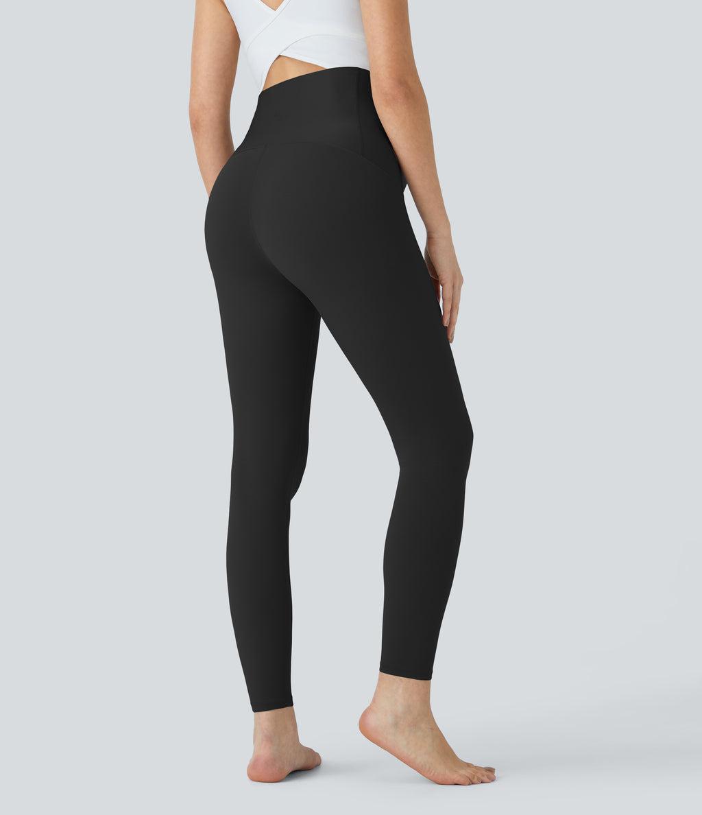 Super High Waisted Maternity Yoga 7/8 Leggings — Black — view 2