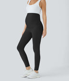 Super High Waisted Maternity Yoga 7/8 Leggings — Black — view 5