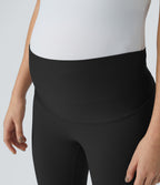 Super High Waisted Maternity Yoga 7/8 Leggings — Black — view 4