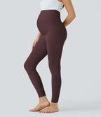 Super High Waisted Maternity Yoga 7/8 Leggings — Red Mahogany — view 6