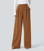 High Waisted Pocket Wide Leg Work Trousers — Glazed Ginger — view 1