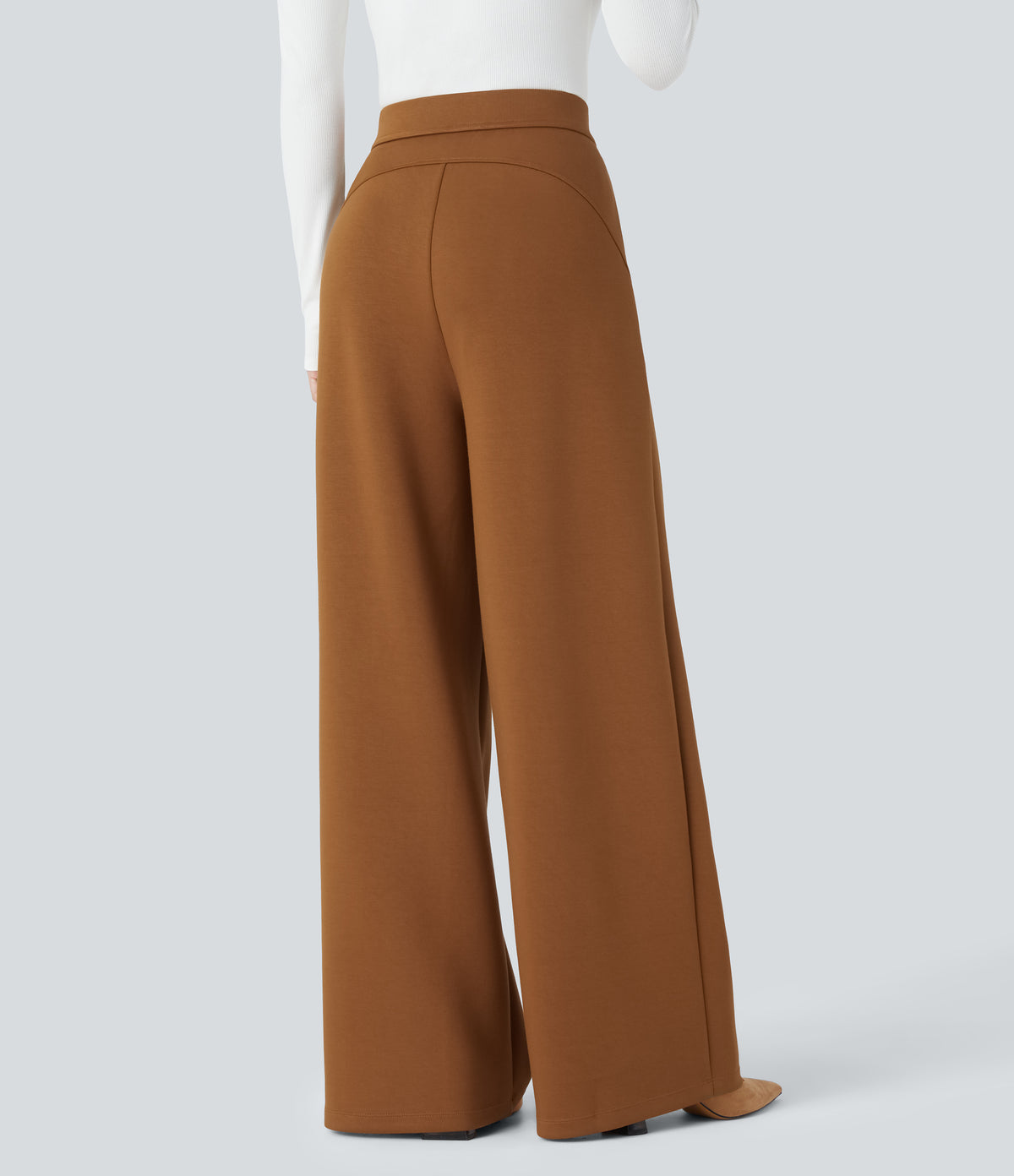High Waisted Pocket Wide Leg Work Trousers — Glazed Ginger — view 2