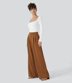 High Waisted Pocket Wide Leg Work Trousers — Glazed Ginger — view 5