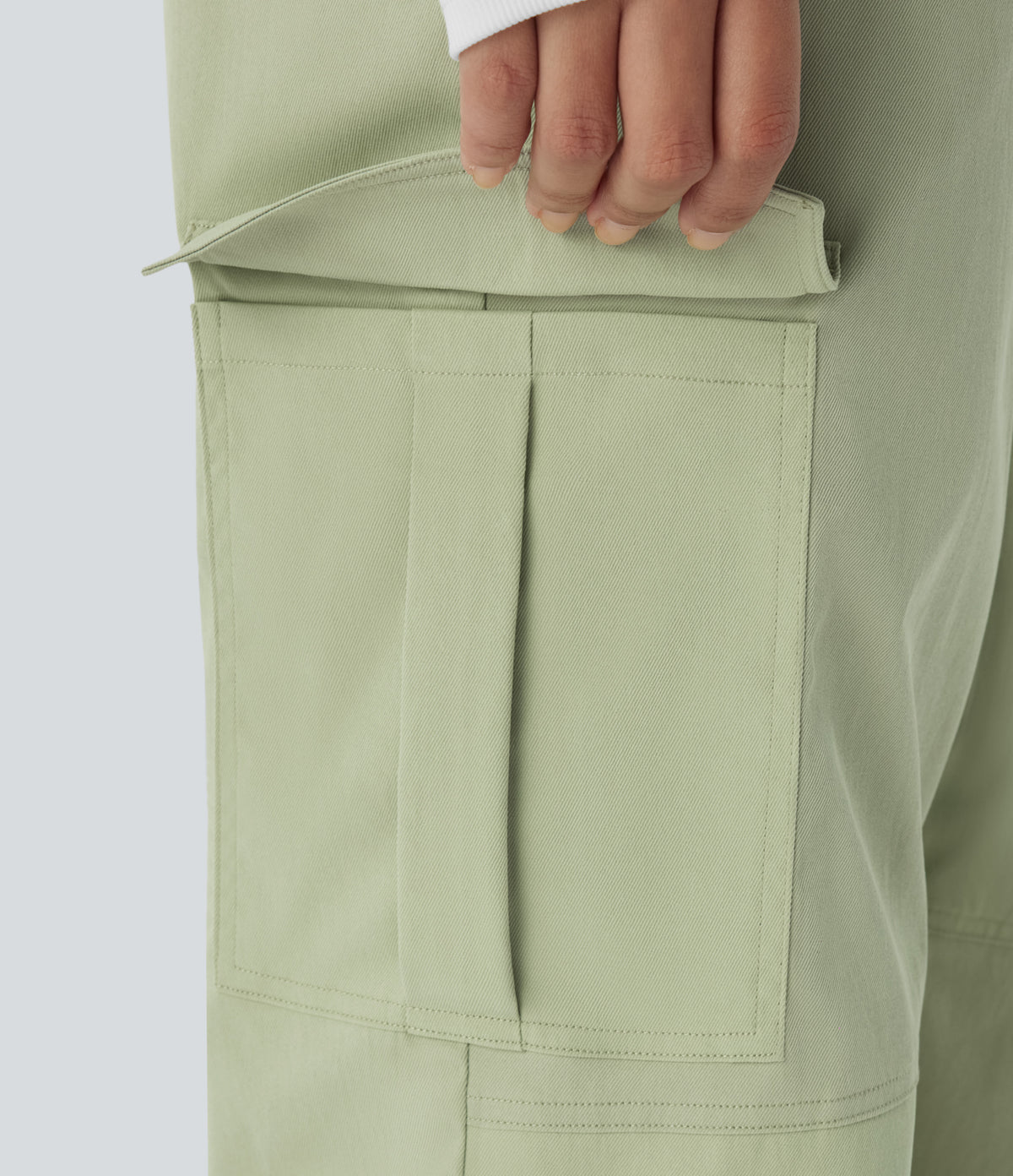 Mid Rise Button Zipper Multiple Pockets Casual Cargo Joggers — Lint — view 5