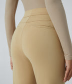 Mid High Waisted Tummy Control Side Zip Pocket Slim Work Trousers — Pebble — view 5