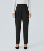 High Waisted Pocket Tapered Work Trousers — Black — view 6