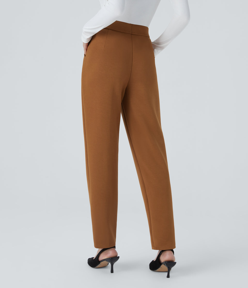 High Waisted Pocket Tapered Work Trousers — Glazed Ginger — view 2