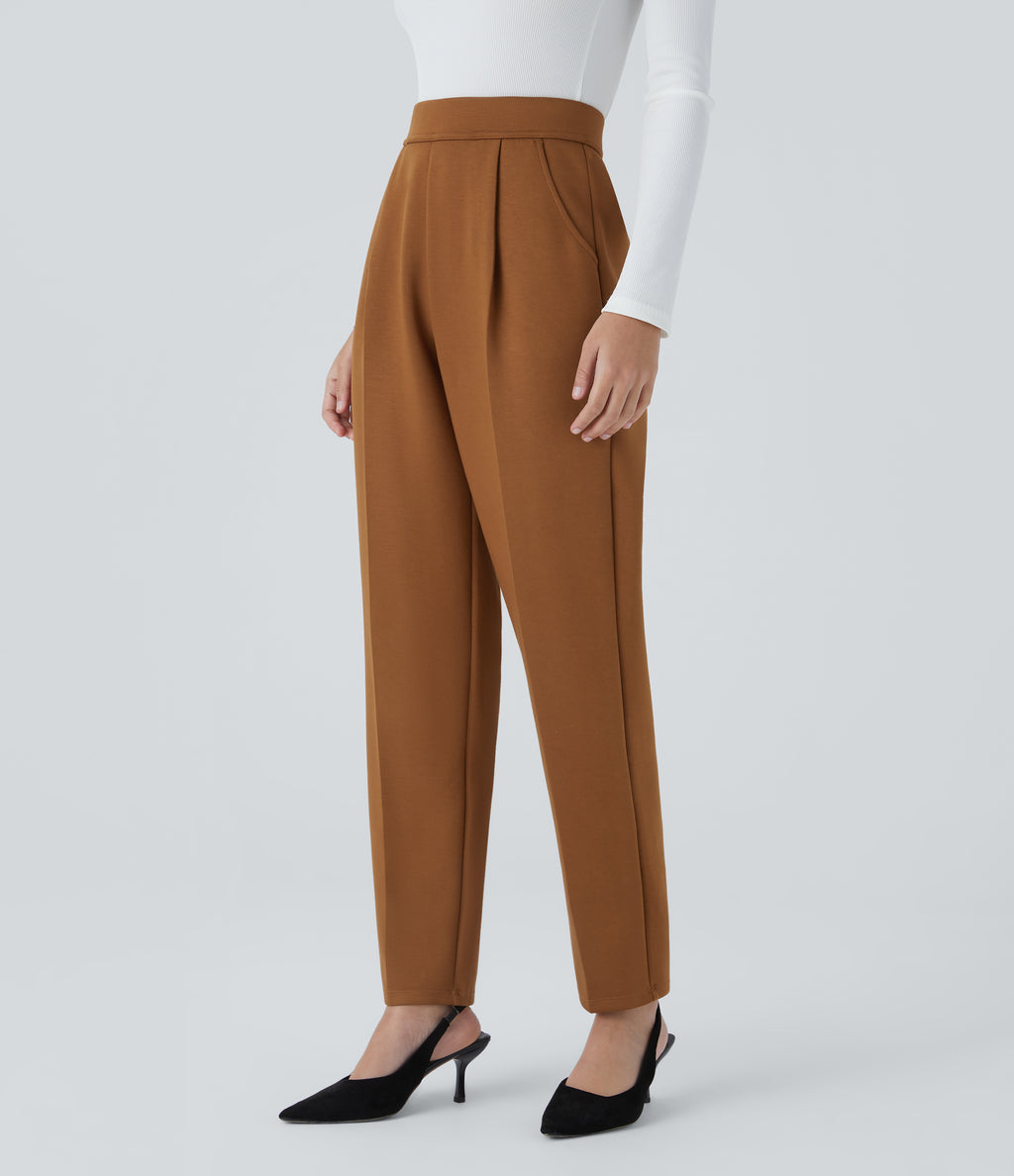 High Waisted Pocket Tapered Work Trousers — Glazed Ginger — view 3