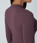 Mock-neck Long Sleeve Pocket Flare Maxi Casual Dress — Plum Wine — view 4