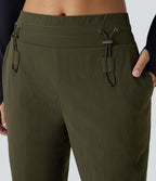 Wear-Resistant Mid Rise Pocket Straight Leg Casual Trousers — Twilight Green — view 4