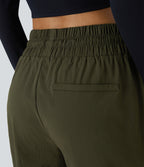 Wear-Resistant Mid Rise Pocket Straight Leg Casual Trousers — Twilight Green — view 5
