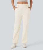 Wear-Resistant Mid Rise Pocket Straight Leg Casual Trousers — Turtledove — view 8