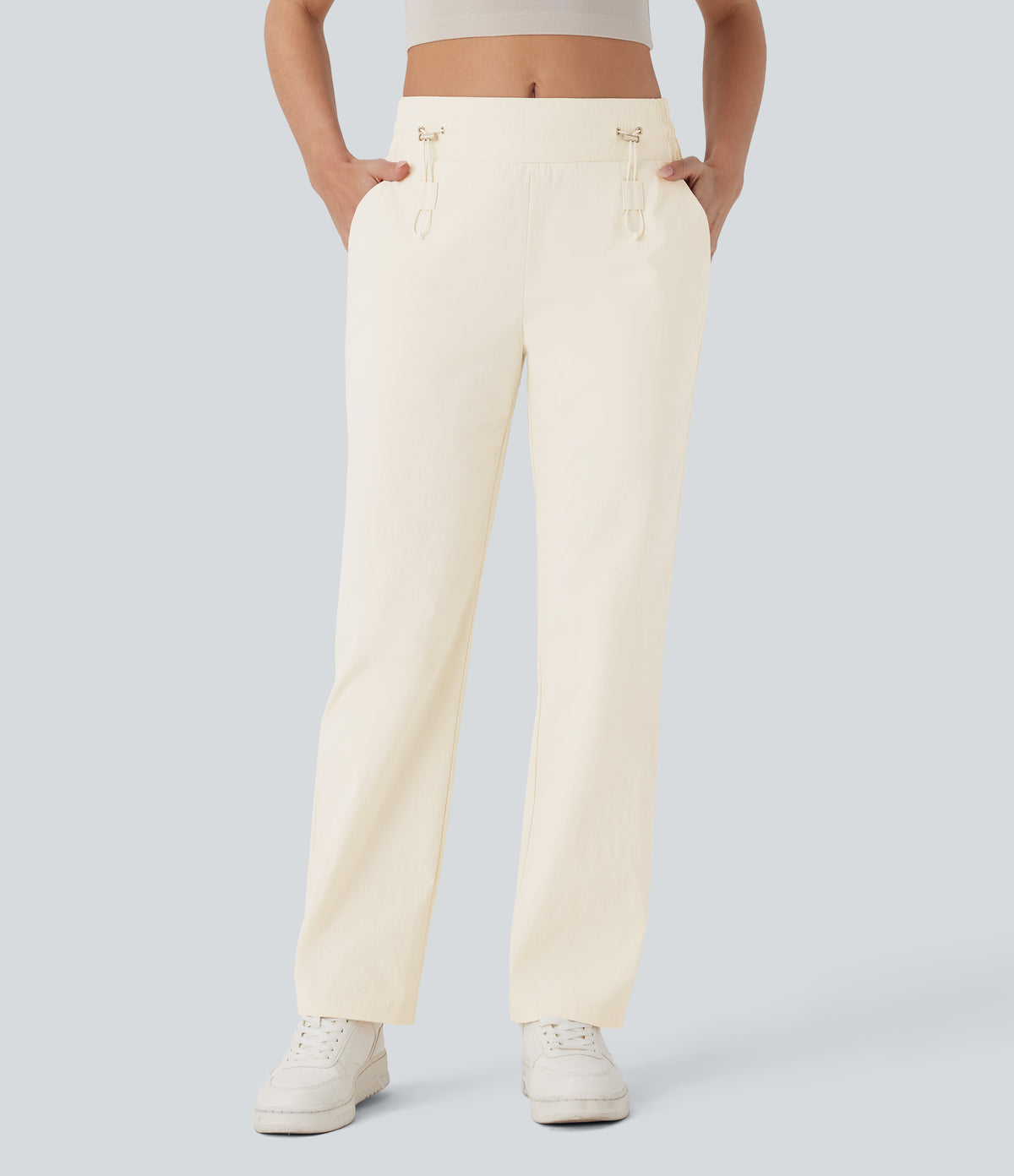 Wear-Resistant Mid Rise Pocket Straight Leg Casual Trousers — Turtledove — view 8