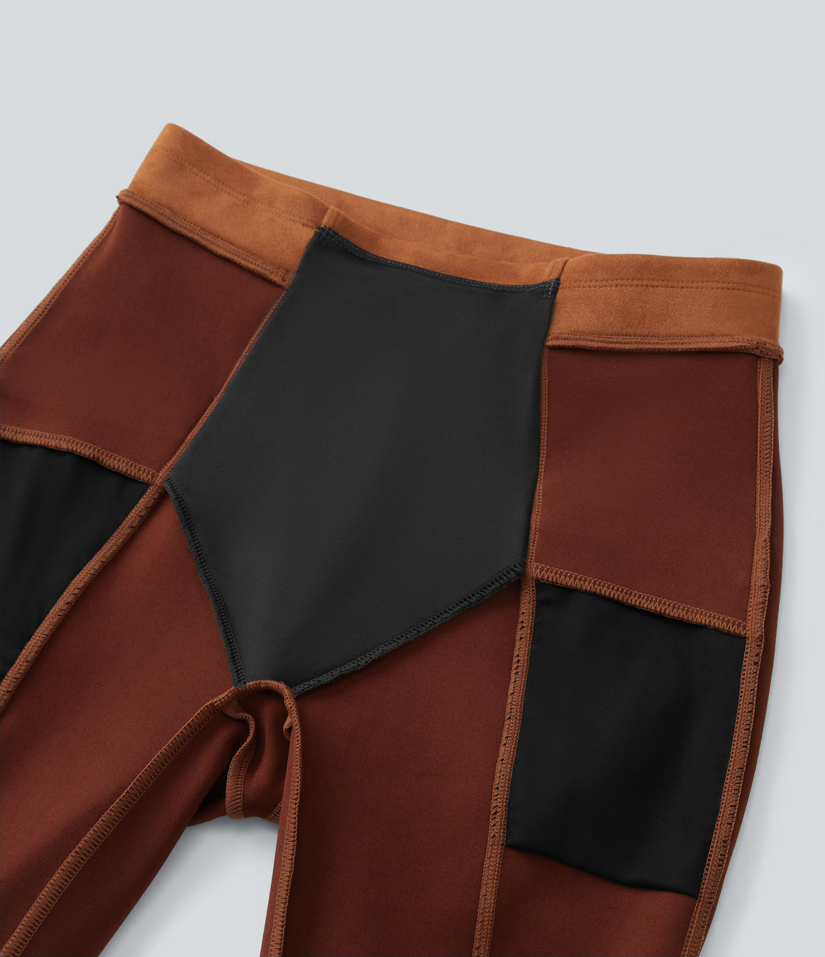 High Waisted Tummy Control Side Pocket Suede Casual Leggings — Autumnal — view 8