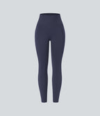 Seamless Flow High Waisted Ruched 7/8 Yoga Leggings — Peacoat — view 7