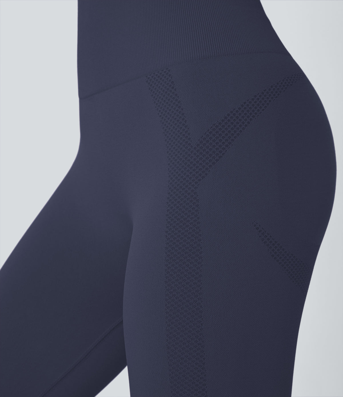 Seamless Flow High Waisted Ruched 7/8 Yoga Leggings — Peacoat — view 4