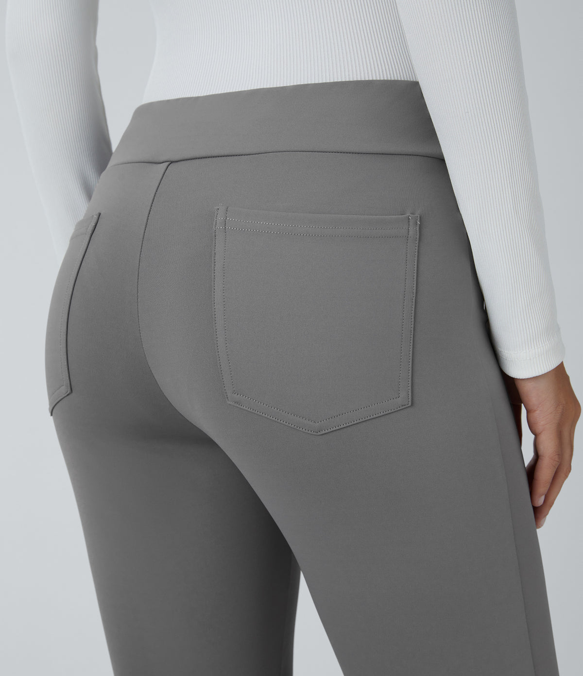 Mid Rise Pocket Work Trousers — Putty Gray — view 5