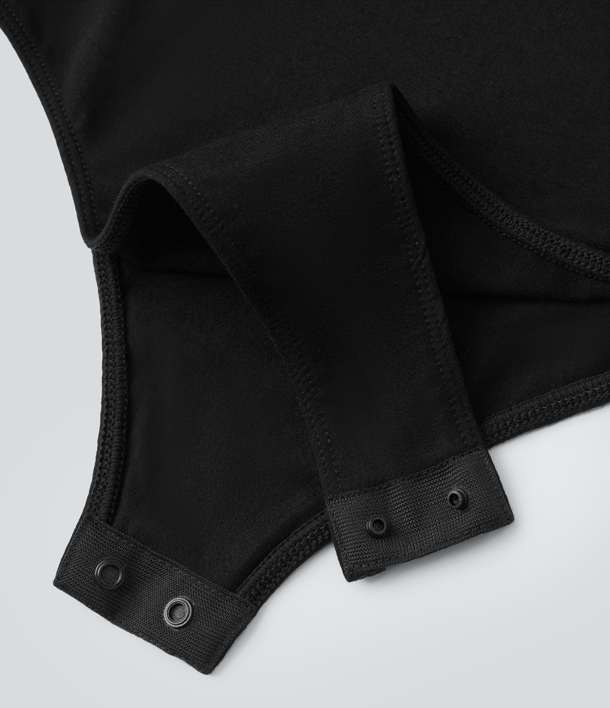 U Neck Long Sleeve Snap Button Skinny Work Bodysuit — Black — view 6