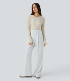 Round Neck Long Sleeve Frill Casual Jumper — White Onyx — view 7