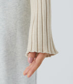 Round Neck Long Sleeve Frill Casual Jumper — White Onyx — view 5