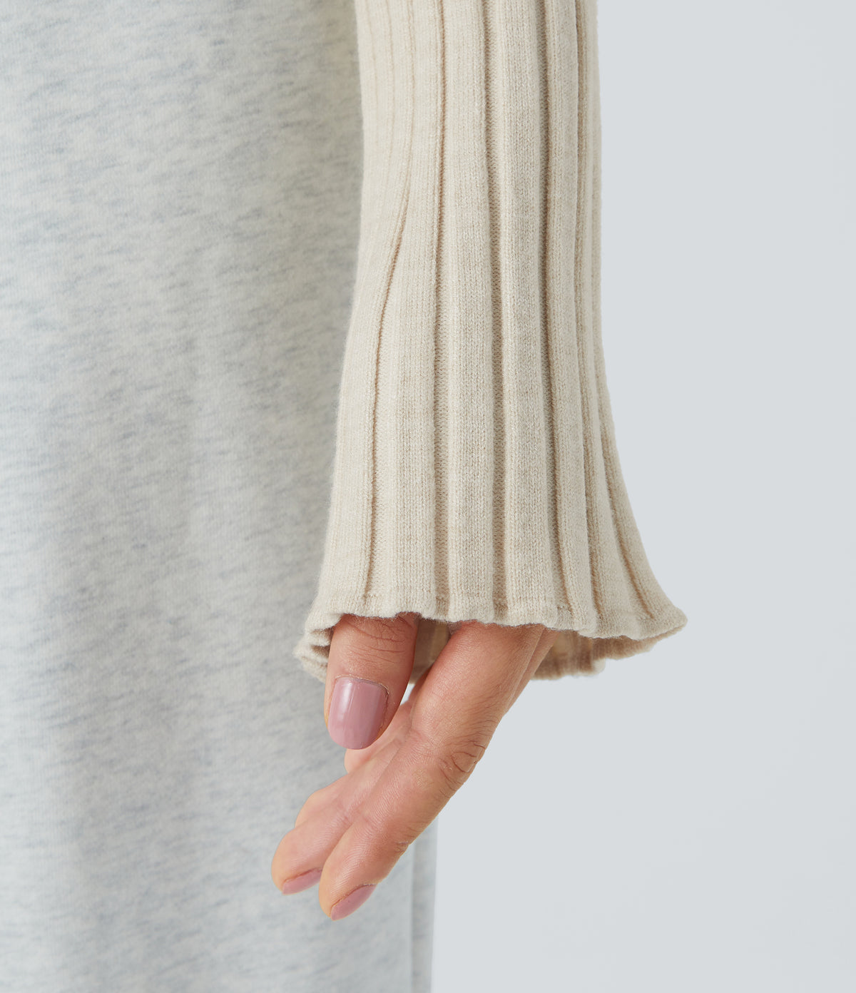 Round Neck Long Sleeve Frill Casual Jumper — White Onyx — view 5